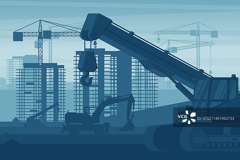 伸缩式起重机的重型机械阶段图片素材