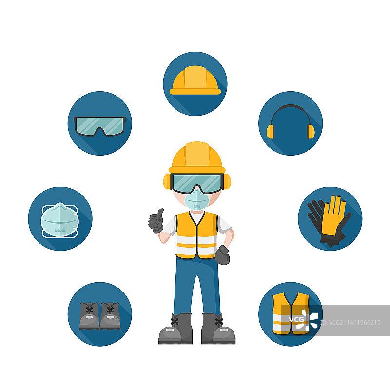 工人穿戴个人防护装备图片素材