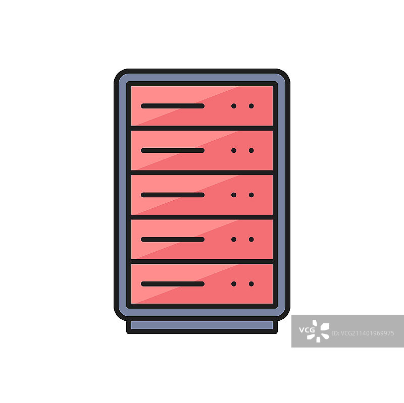 带计算机服务器的数据中心轮廓图标图片素材