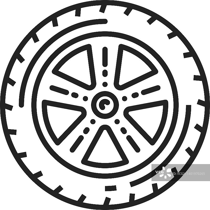 车轮轮胎和合金轮辋线条图标汽车服务图片素材