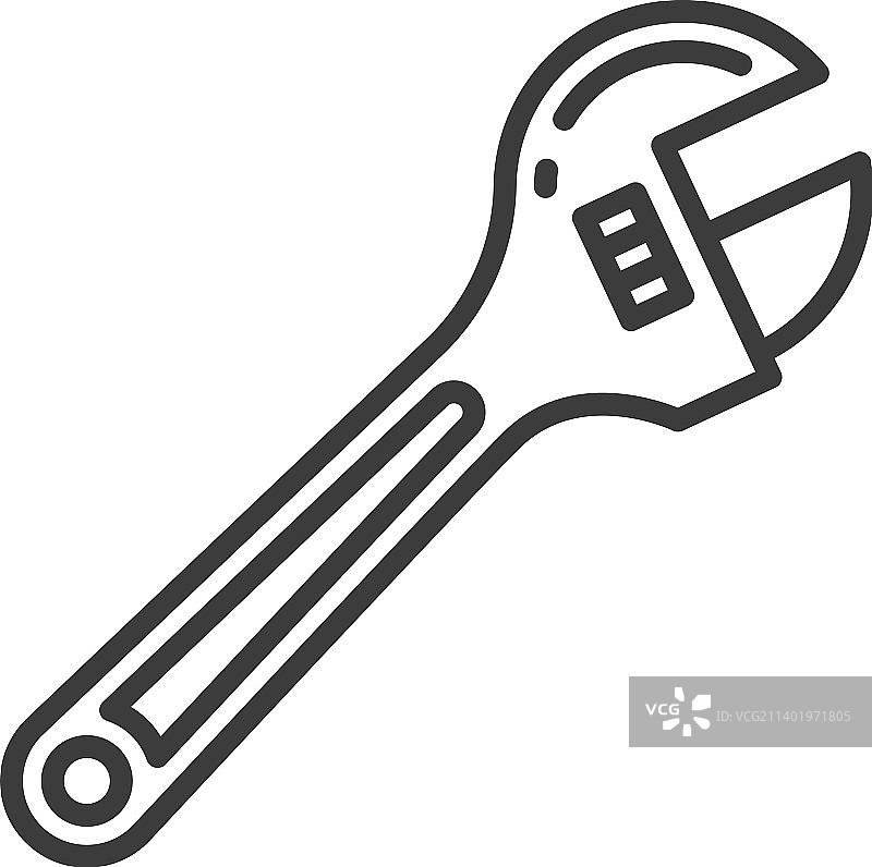 活动扳手水管工具独立线条图标图片素材