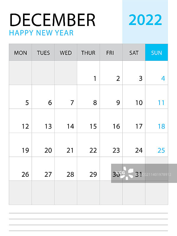 2022年12月日历模板图片素材