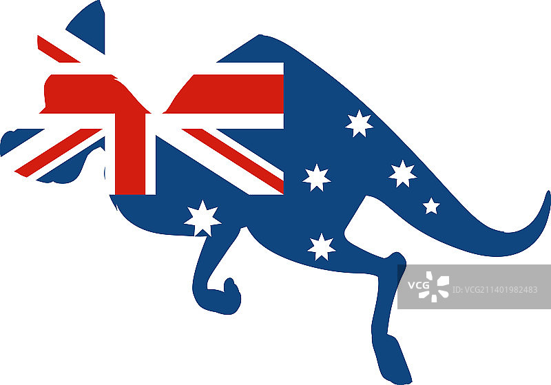 袋鼠形状的澳大利亚国旗图片素材