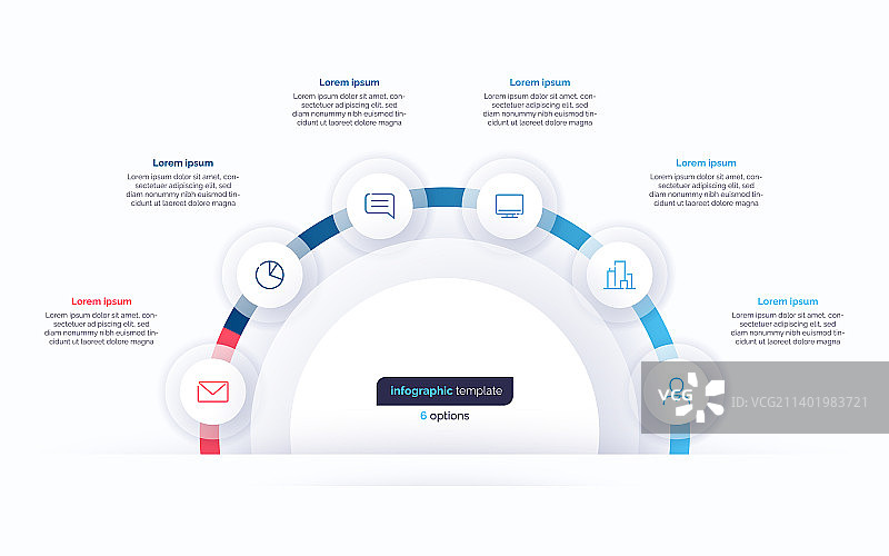 六选项圆形信息图设计模板图片素材