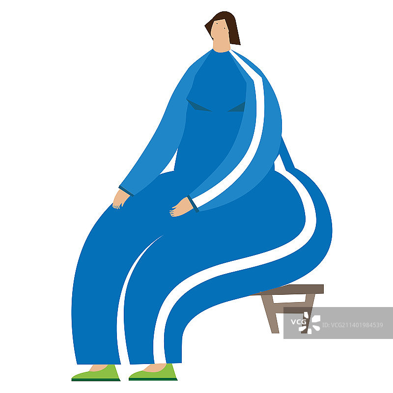 一位女士身穿运动服坐在凳子上图片素材