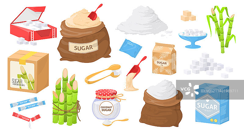 不同包装的糖组合图片素材