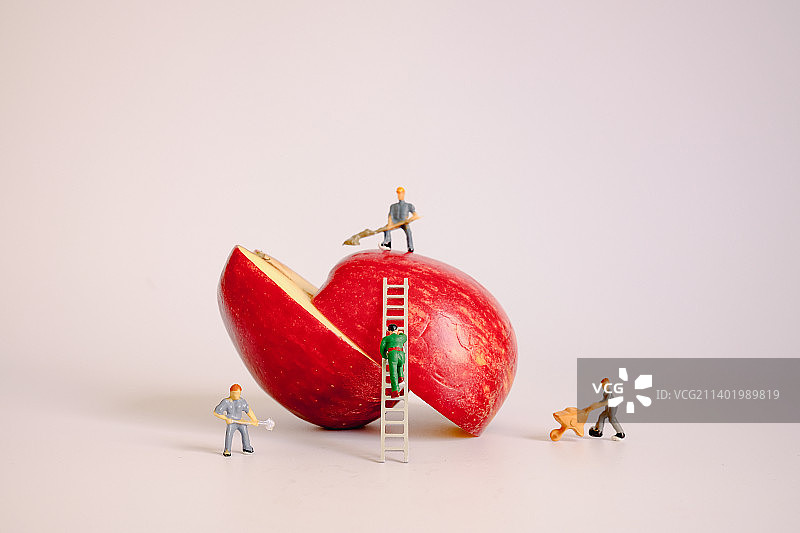 微缩创意 生产苹果 健康 生活方式 水果 果实图片素材