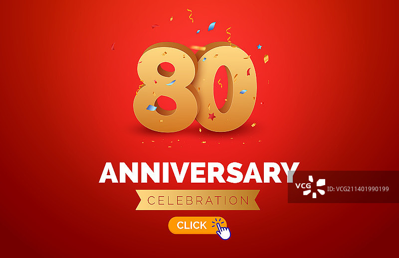 80周年生日金色背景图片素材