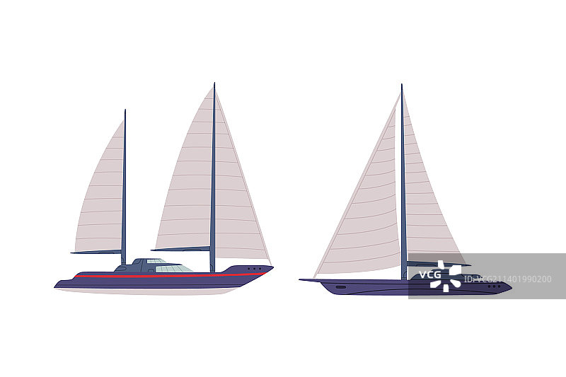 水上交通工具侧视图帆船合集图片素材