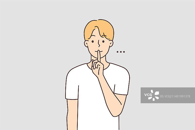 男人手指放在嘴唇上，示意安静图片素材