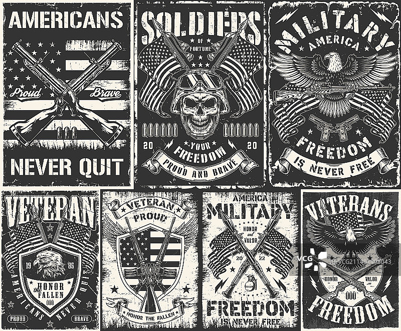 美国军事单色海报集图片素材
