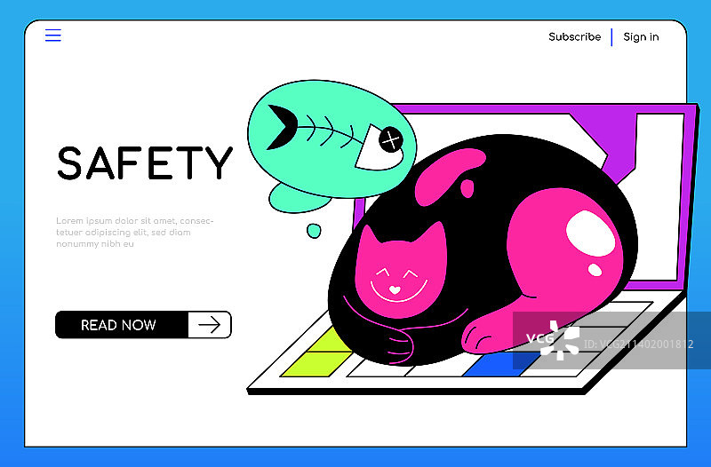 安全和远程办公彩色扁平设计图片素材