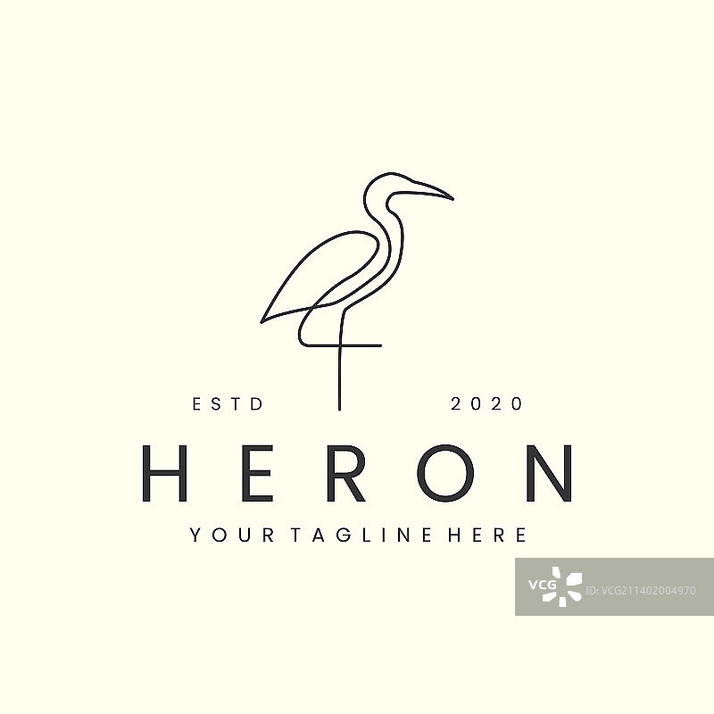 线性风格苍鹭鸟logo图标图片素材