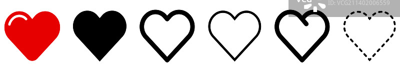 不同爱心图标的爱心图标集图片素材