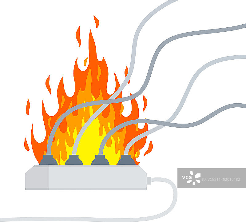 带火焰的损坏的电线插座图片素材