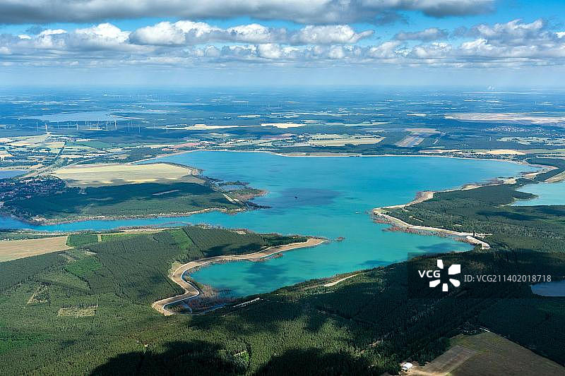 航拍德国勃兰登堡州塞德利茨湖及露西ati亚湖区图片素材