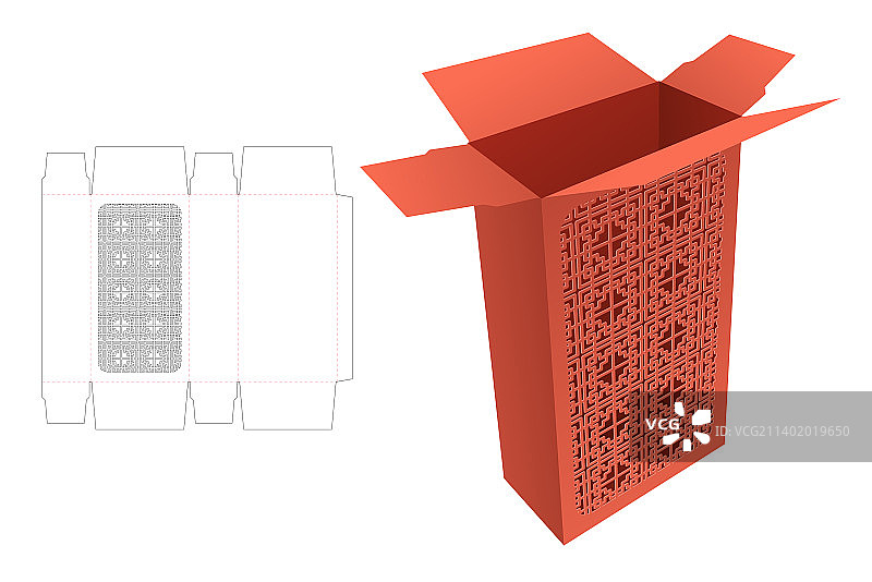 带镂空图案窗口的高包装盒图片素材