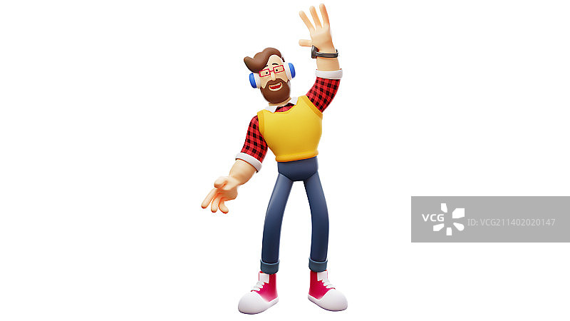 炫酷的3D男性卡通跳跃姿势图片素材