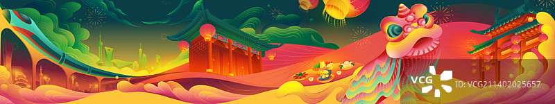 春节阖家团圆创意背景长图图片素材