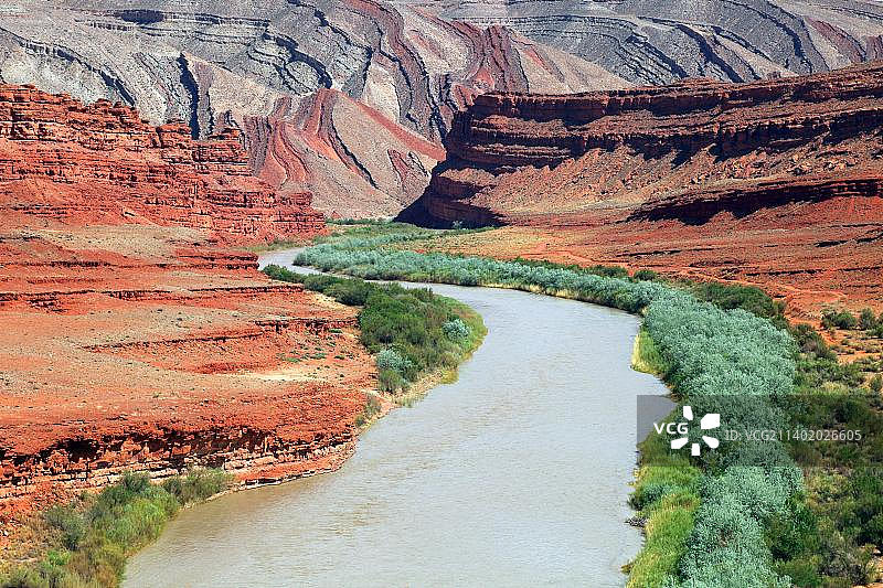 圣胡安河，位于美国犹他州墨西哥帽附近图片素材