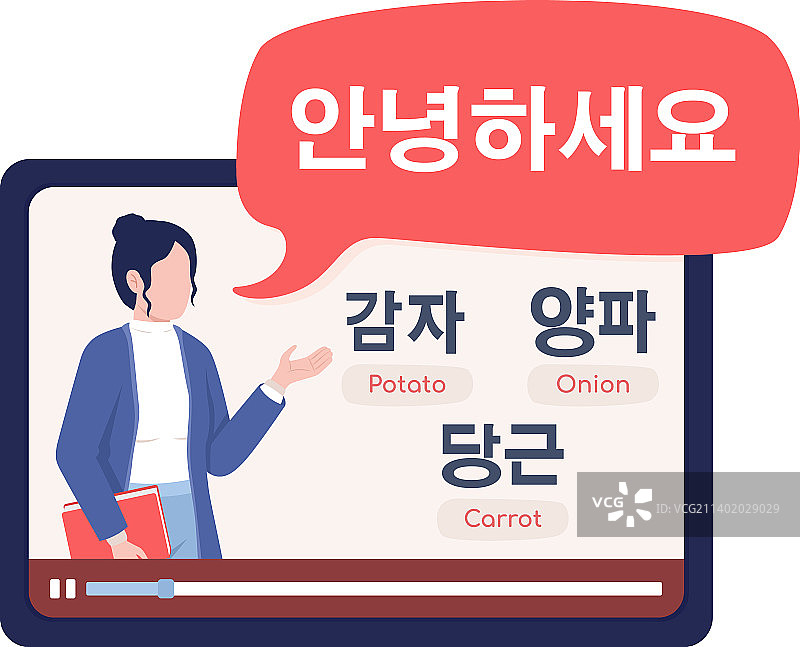 韩语课程2.5D彩色人物图片素材