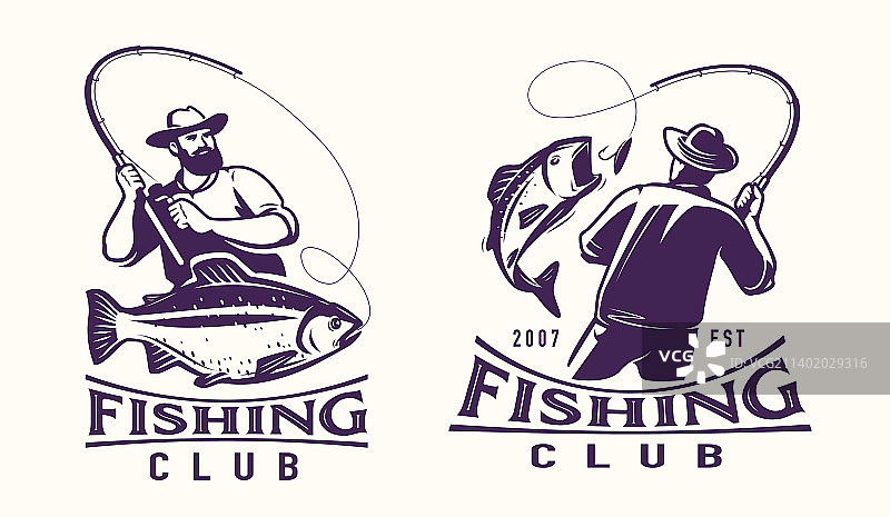 钓鱼Logo标志合集：渔夫捕鱼图片素材