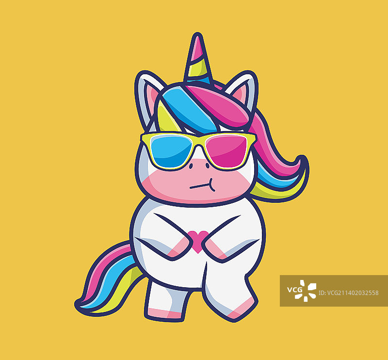 戴太阳镜的可爱3D卡通独角兽图片素材