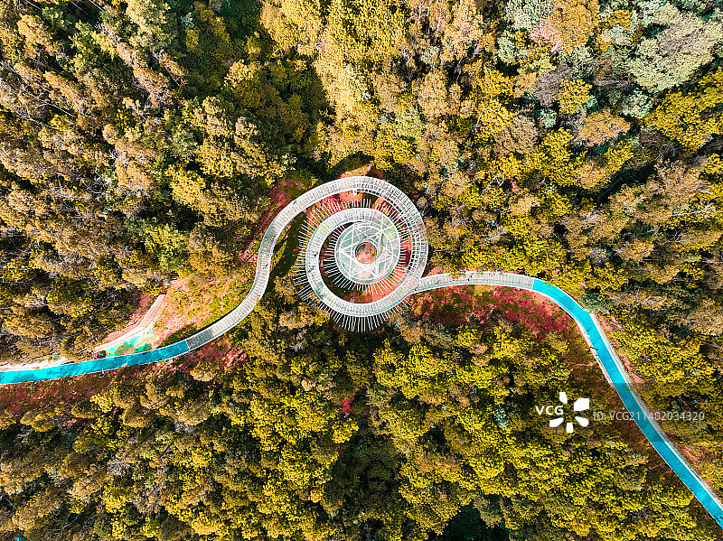 航拍昆明世博园-金殿公园爱心环保步道图片素材