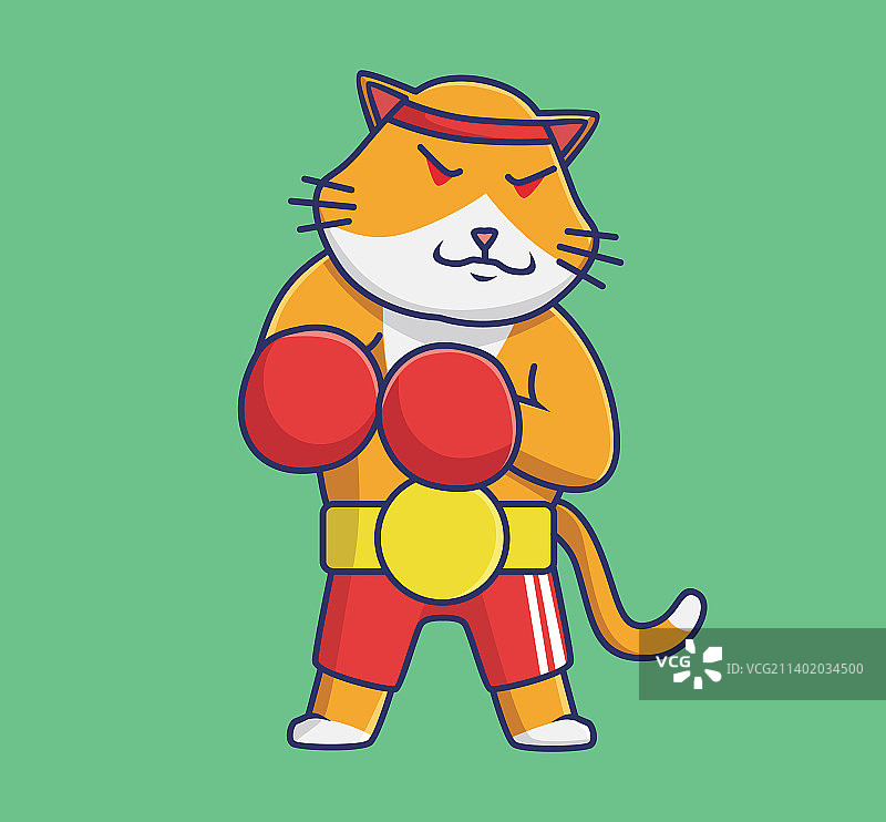 可爱猫咪拳击运动卡通形象图片素材