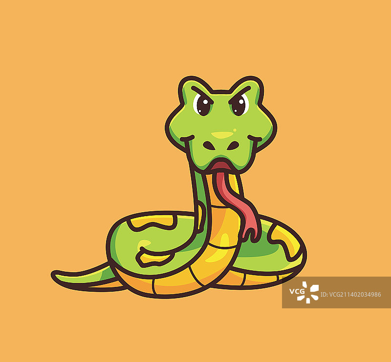 准备攻击的可爱卡通蛇图片素材