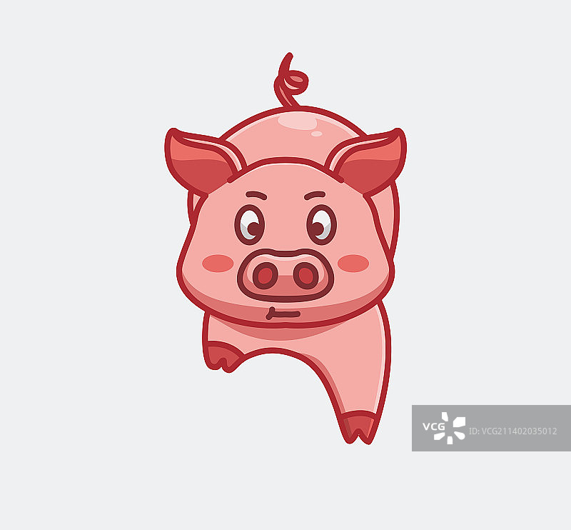 可爱的小猪慢慢地向前走卡通图片素材