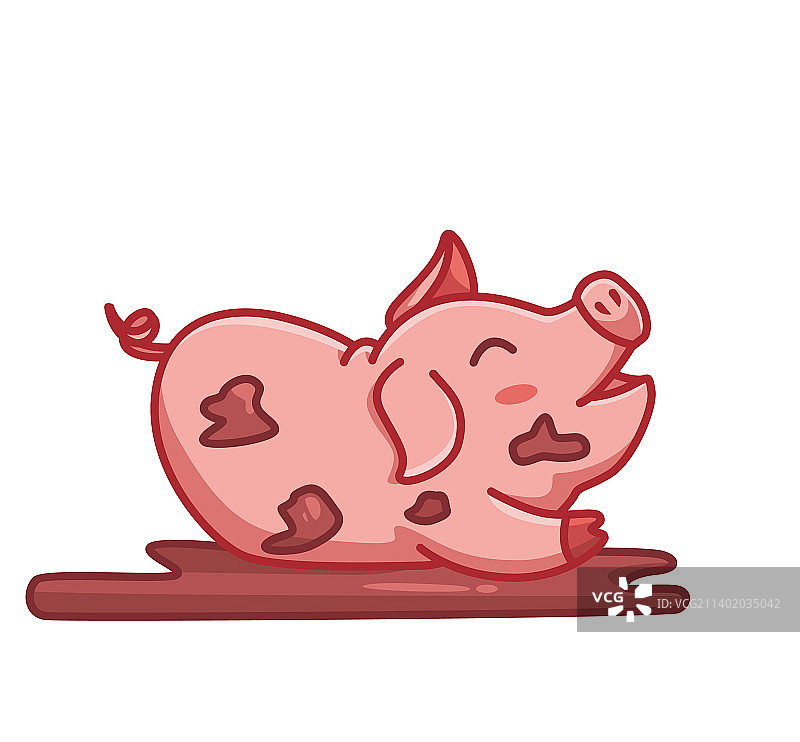 卡通动物粉色可爱小猪玩泥巴图片素材