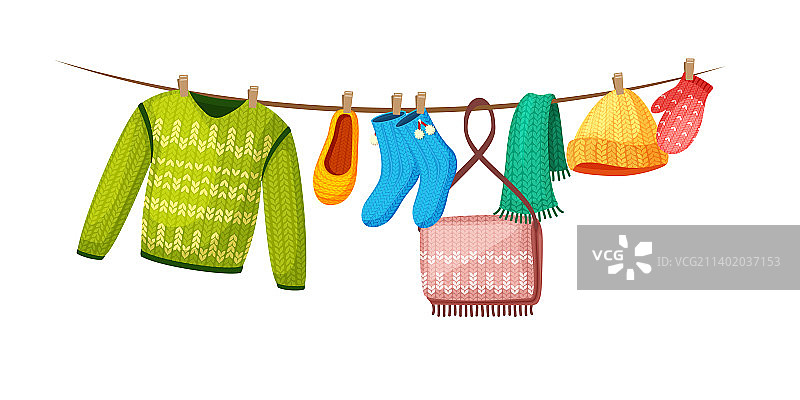 晾晒的干净男女衣物图片素材