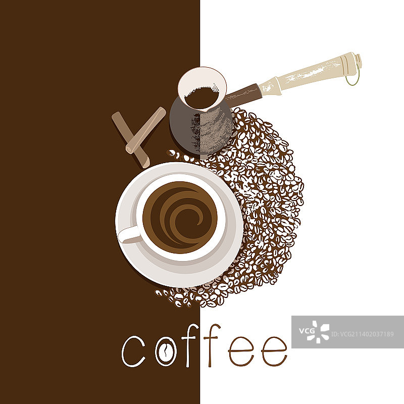 咖啡和谷物俯视图图片素材