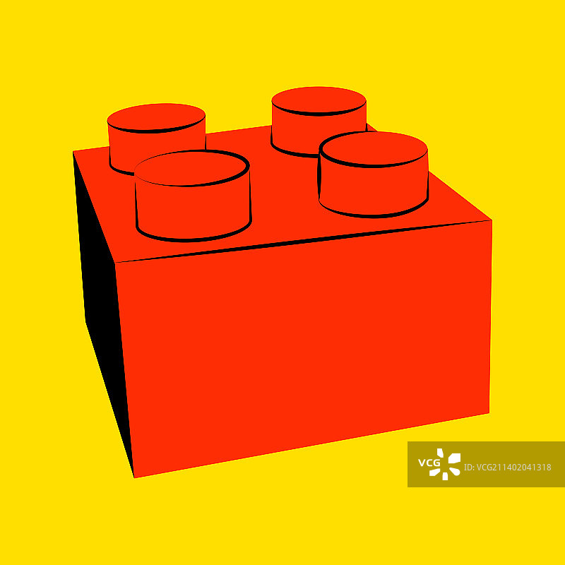 黄色背景上的红色塑料积木图片素材