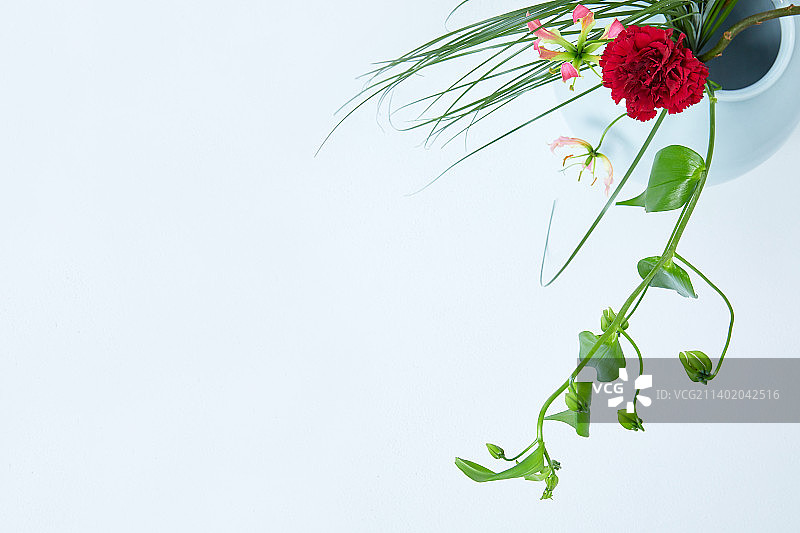 虚线花卉植物陶瓷静物（韩国文化）图片素材