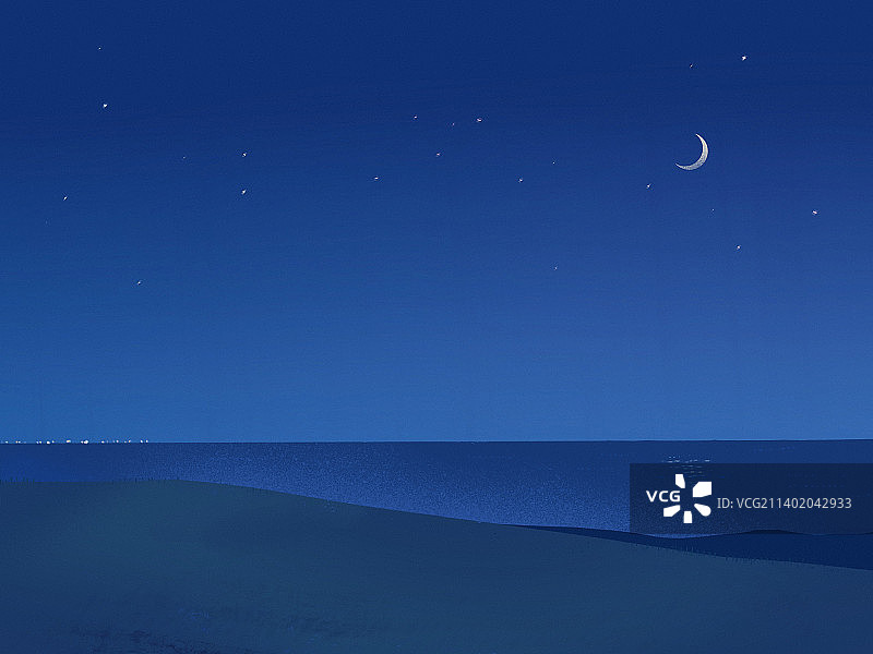 夜晚晴空海边风景背景图片素材