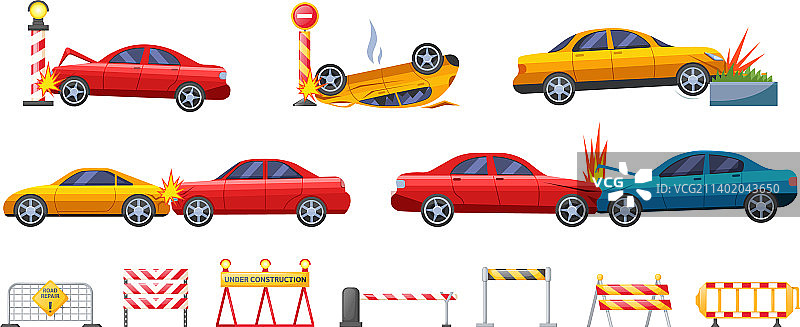 交通事故和街道维修交通图片素材