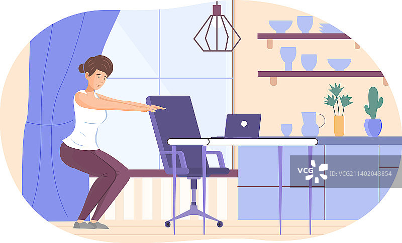 年轻女人在家做深蹲运动图片素材