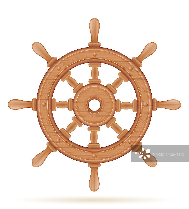 木制旧航海方向盘图片素材