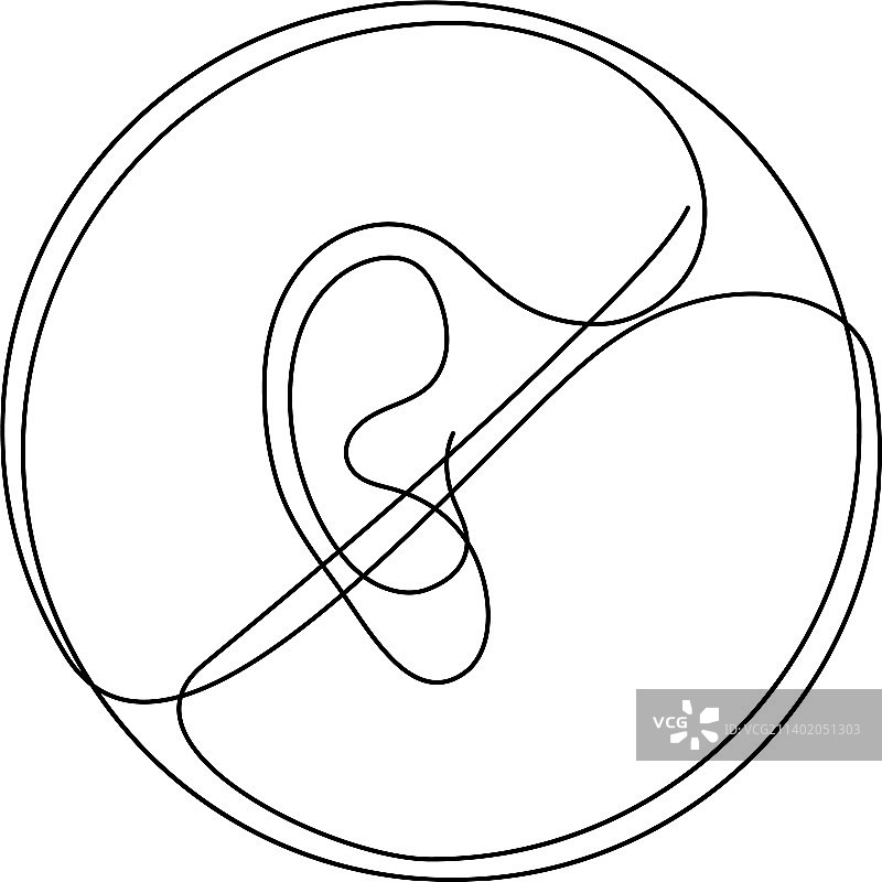 连续线条画：被划掉的耳朵图片素材