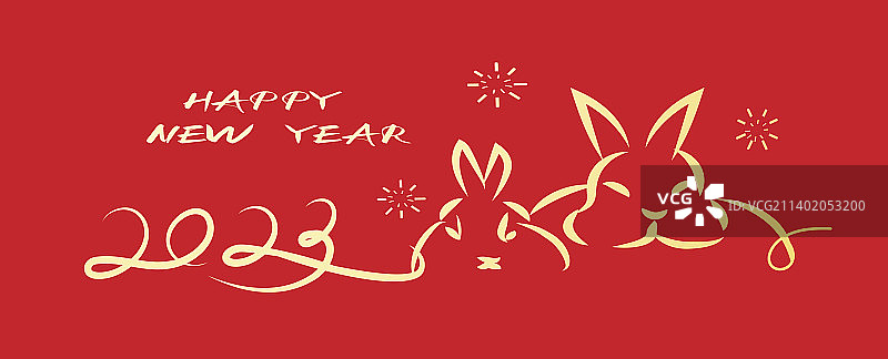 中国新年2023春节兔子二只拜年图图片素材