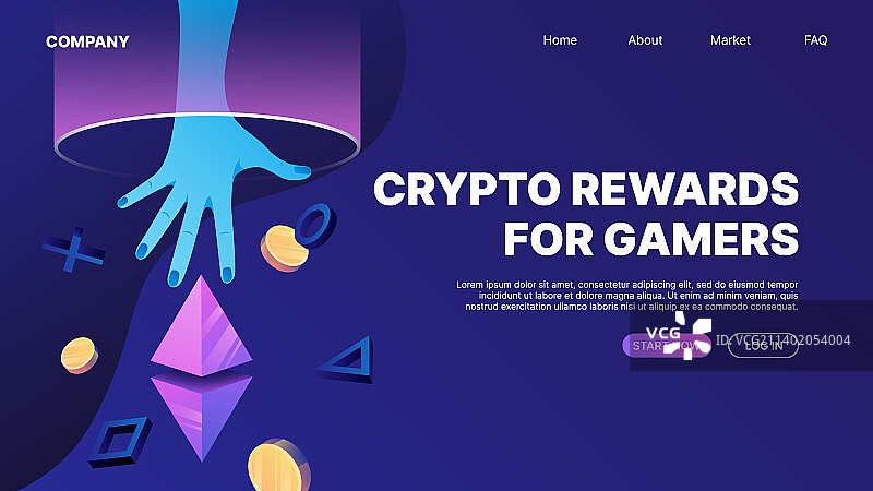 为游戏玩家提供的加密货币奖励P2E Web banner模板图片素材