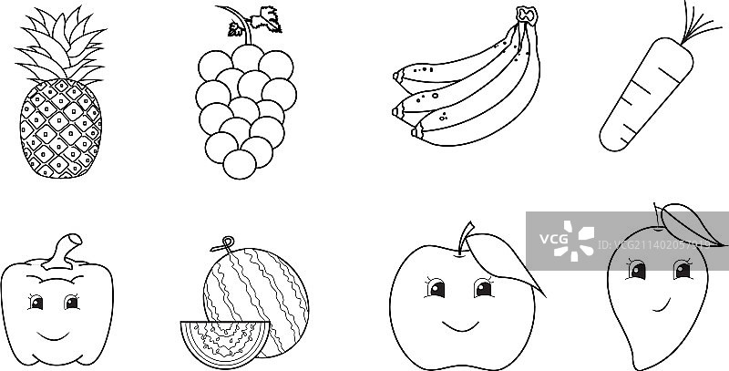 可爱水果着色页背景图案图片素材
