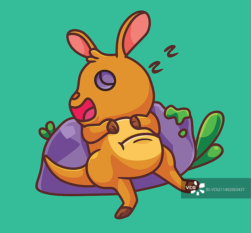 可爱的卡通袋鼠睡觉图片素材