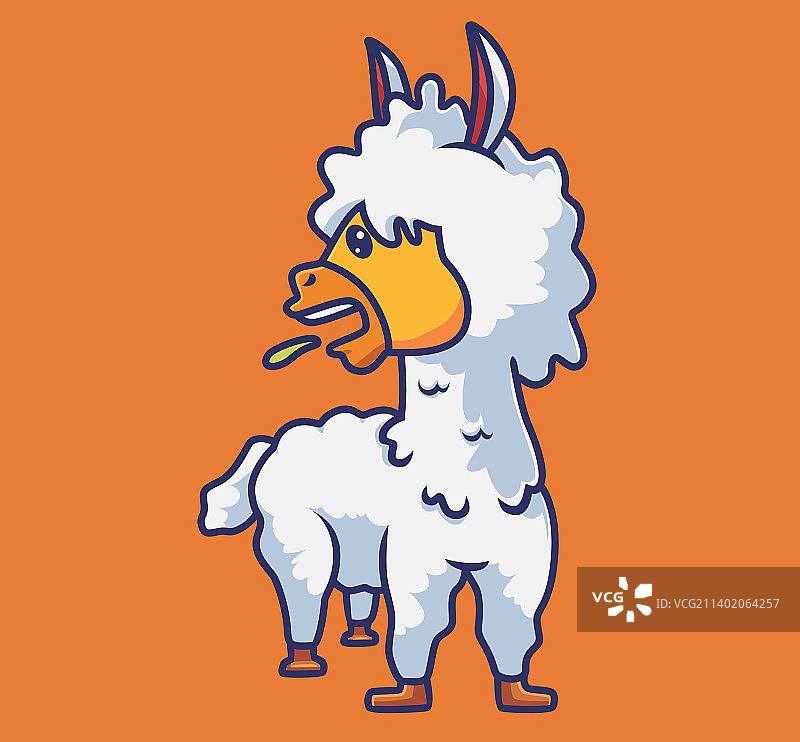 可爱的羊驼吐口水卡通动物自然概念图片素材