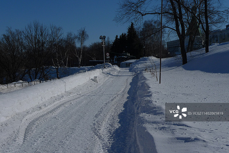 雪原上的树木，俄罗斯下诺夫哥罗德州下诺夫哥罗德图片素材