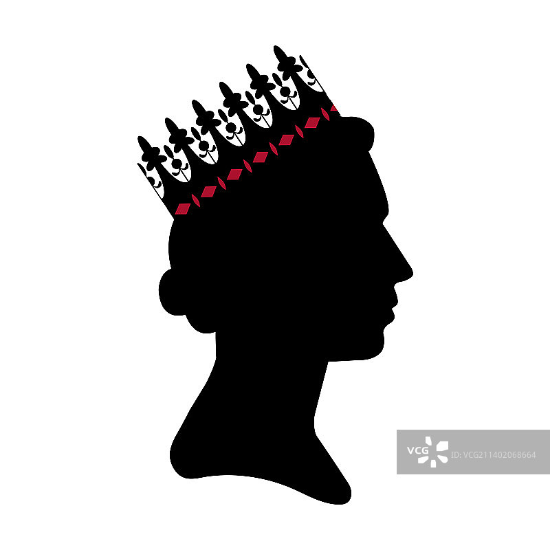 戴王冠的伊丽莎白女王黑色剪影图片素材