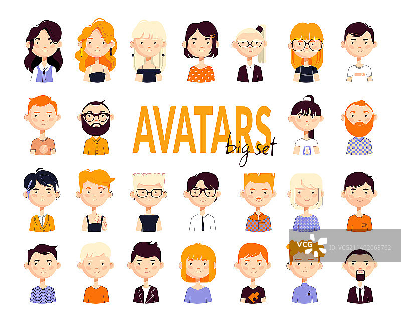 可爱胖乎乎头像套装图片素材