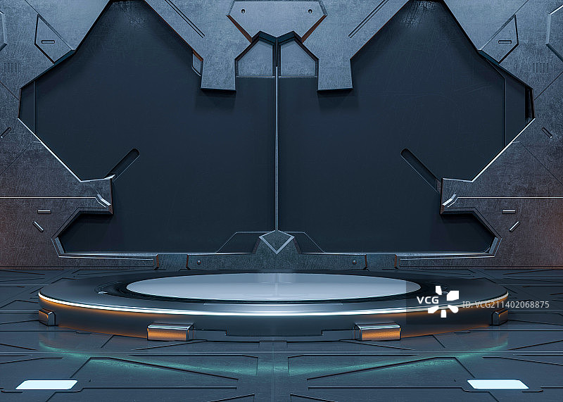 三维渲染科幻太空舱室内场景图片素材